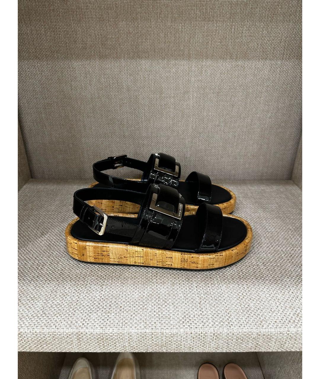 SERGIO ROSSI Черные кожаные сандалии, фото 4