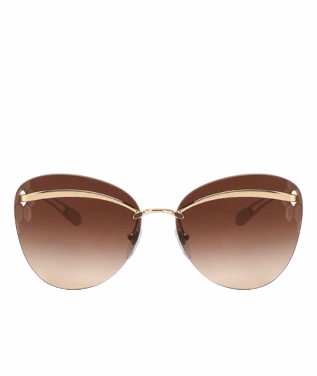 BVLGARI Коричневые металлические солнцезащитные очки, фото 1