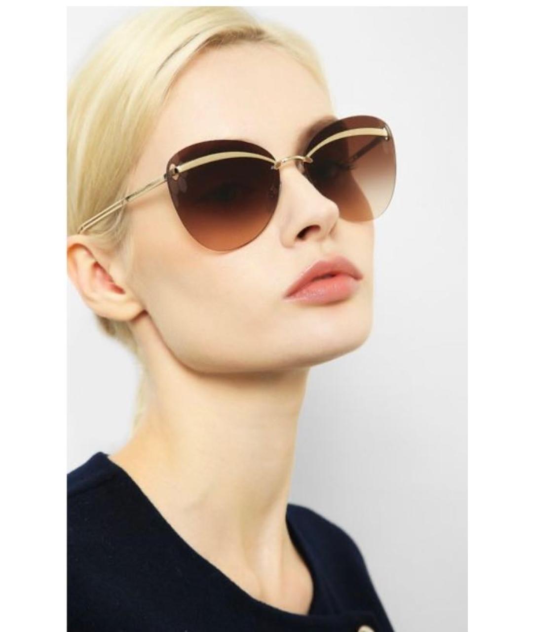 BVLGARI Коричневые металлические солнцезащитные очки, фото 6