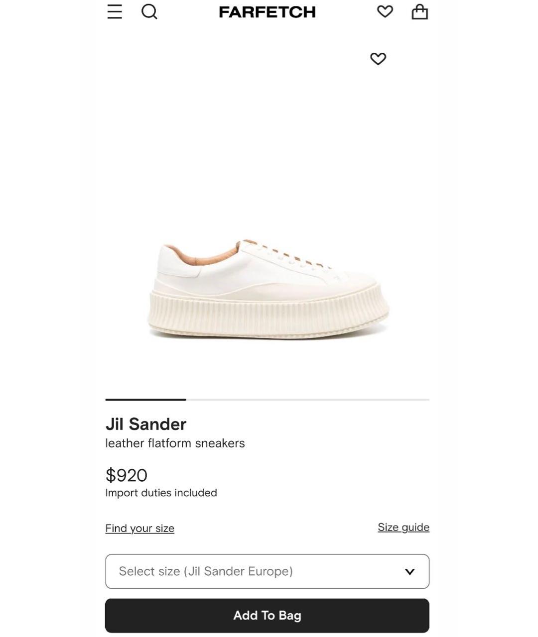 JIL SANDER Белые кеды, фото 4