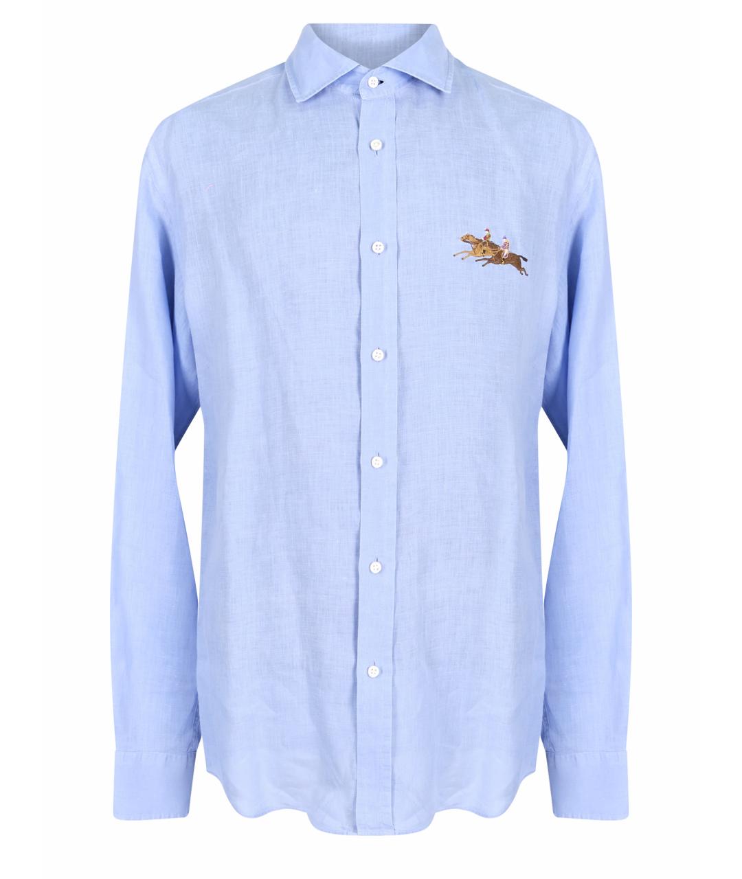 RALPH LAUREN PURPLE LABEL Голубая льняная кэжуал рубашка, фото 1