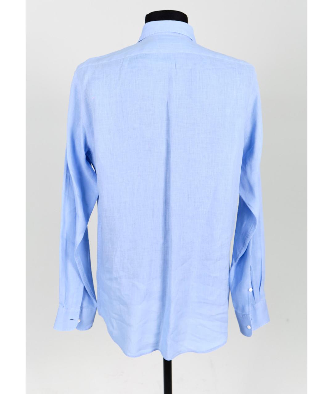 RALPH LAUREN PURPLE LABEL Голубая льняная кэжуал рубашка, фото 2