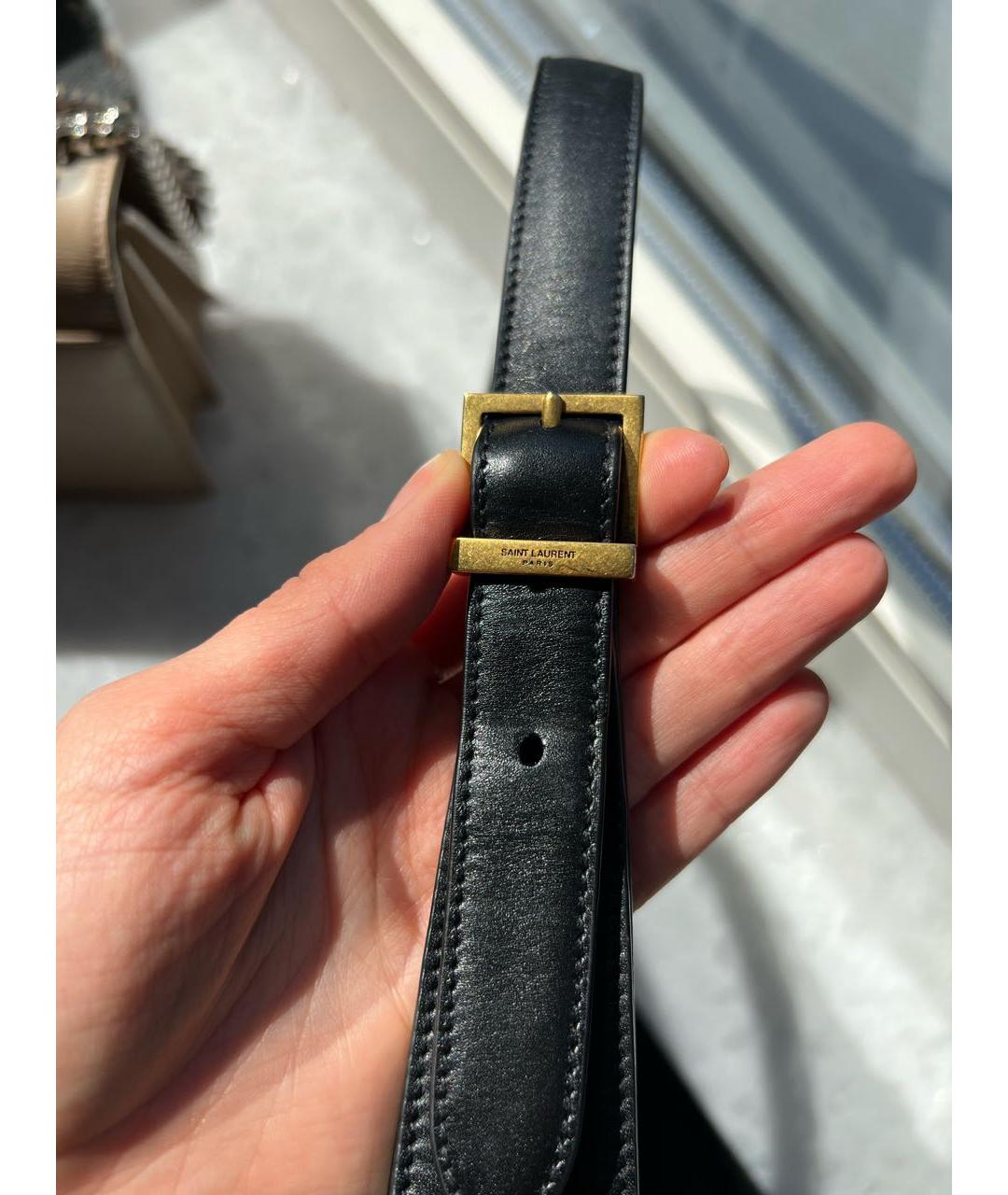 SAINT LAURENT Черная кожаная сумка с короткими ручками, фото 4