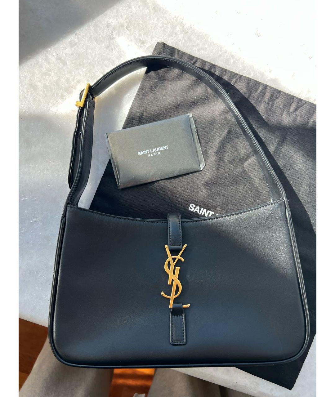 SAINT LAURENT Черная кожаная сумка с короткими ручками, фото 3