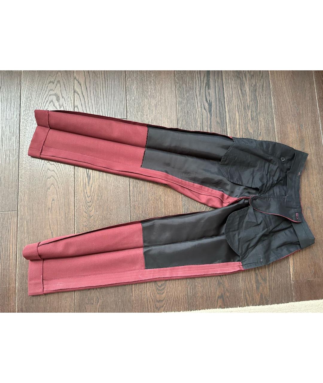DRIES VAN NOTEN Бордовые шерстяные прямые брюки, фото 5