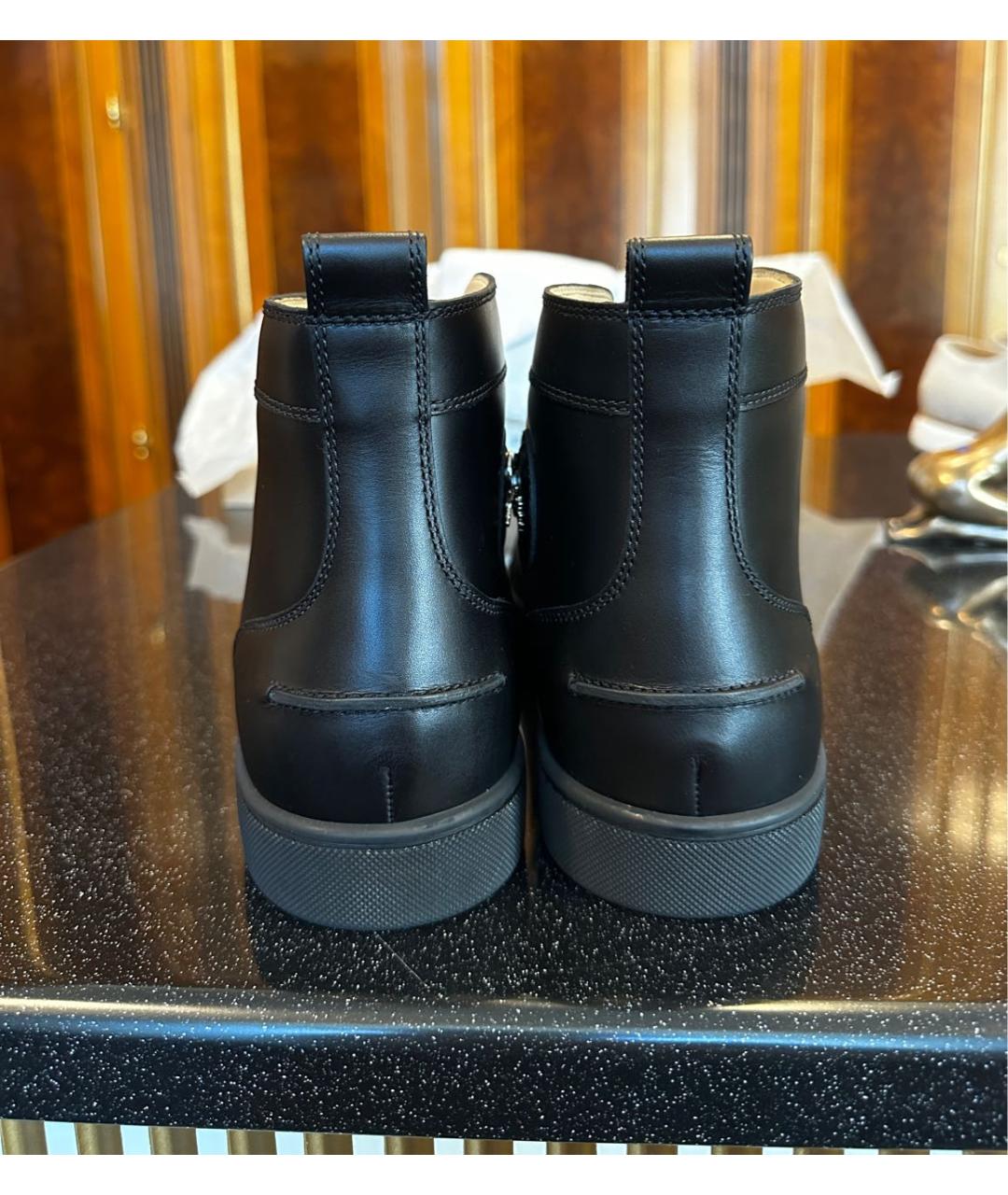 CHRISTIAN LOUBOUTIN Черные кожаные высокие кроссовки / кеды, фото 4