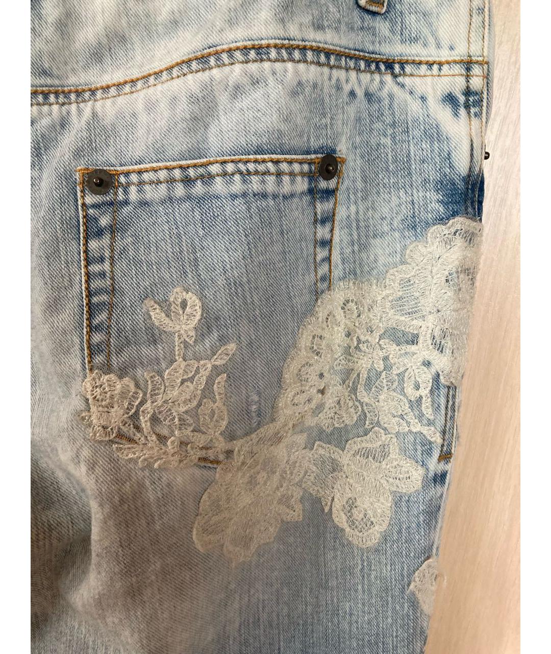 ERMANNO SCERVINO Голубые хлопковые джинсы слим, фото 4
