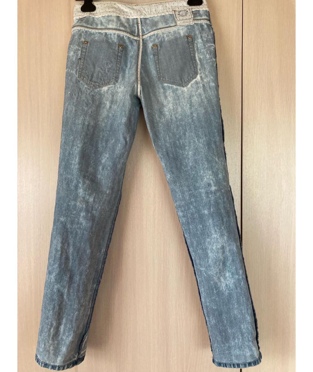 ERMANNO SCERVINO Голубые хлопковые джинсы слим, фото 3