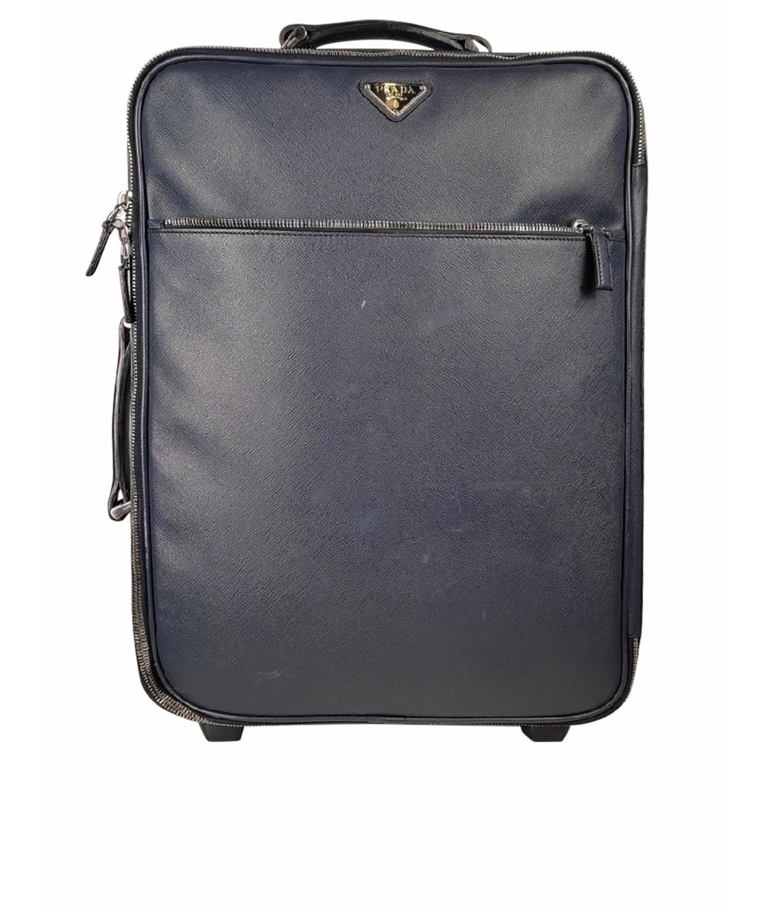 PRADA Синий кожаный чемодан, фото 1