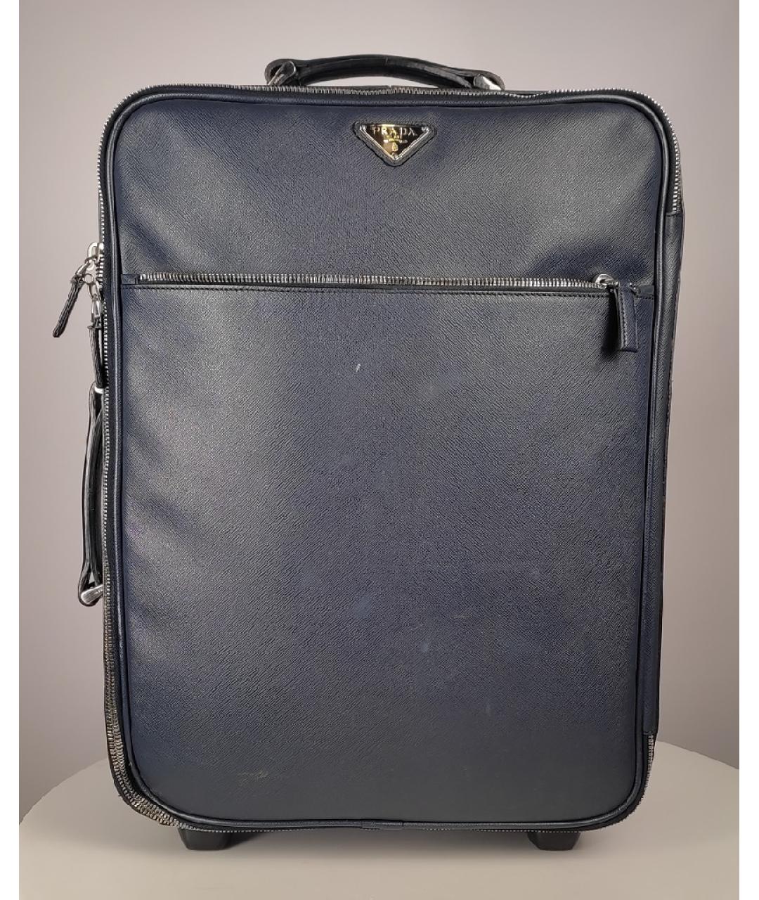 PRADA Синий кожаный чемодан, фото 9
