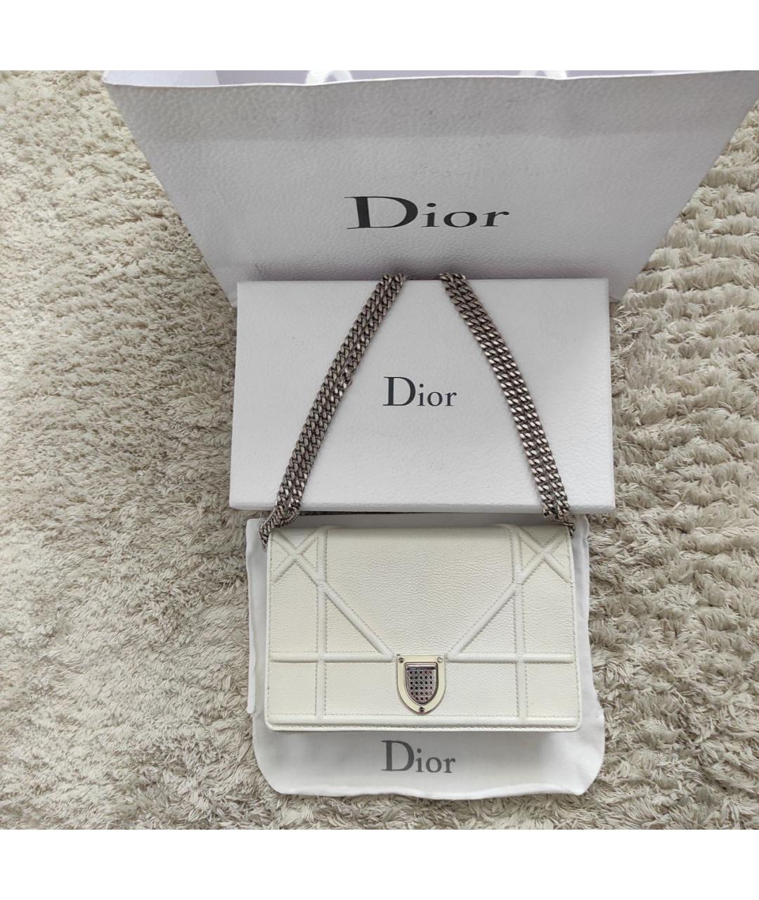 CHRISTIAN DIOR Белая кожаная сумка через плечо, фото 8