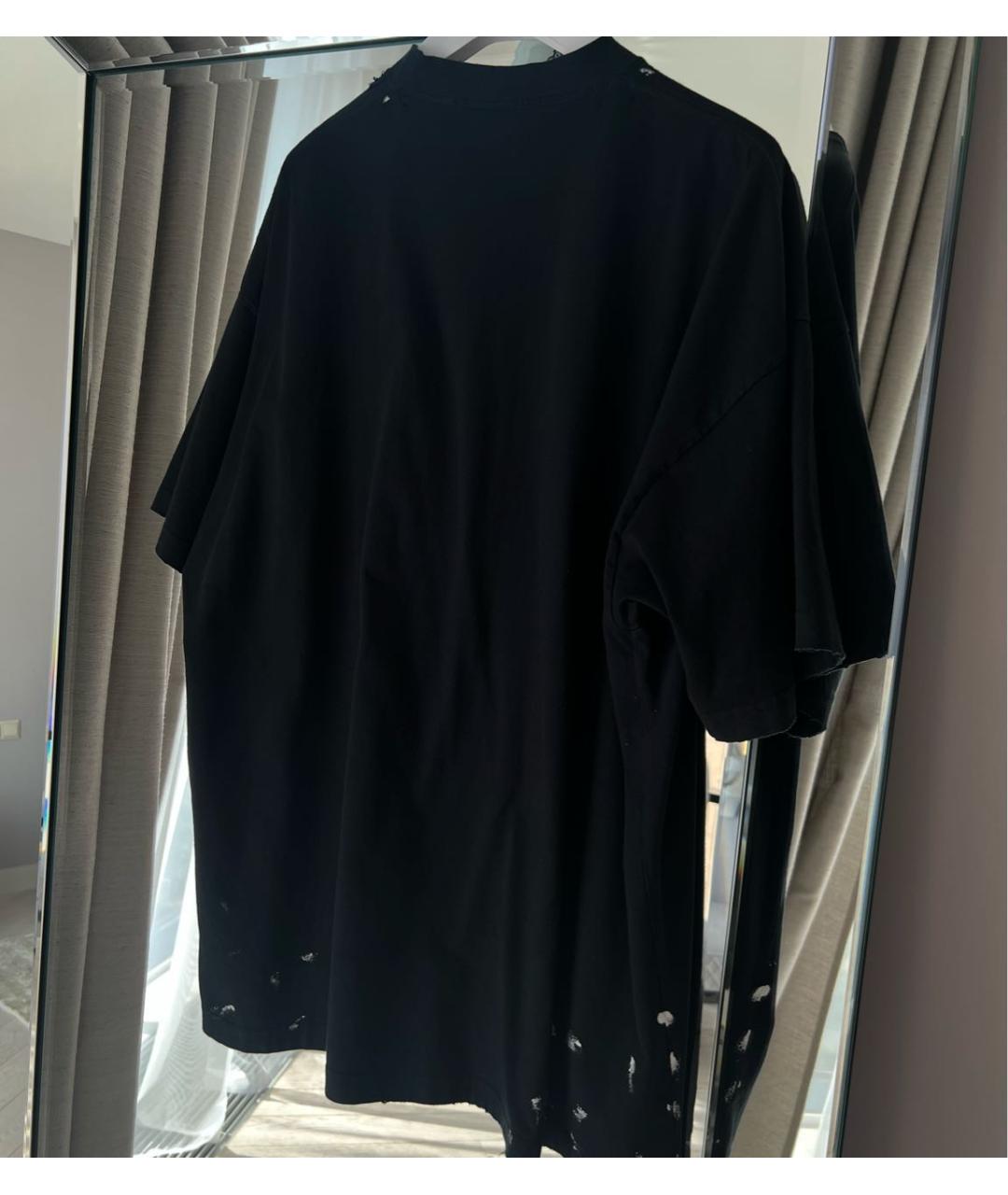 BALENCIAGA Черная хлопковая футболка, фото 4