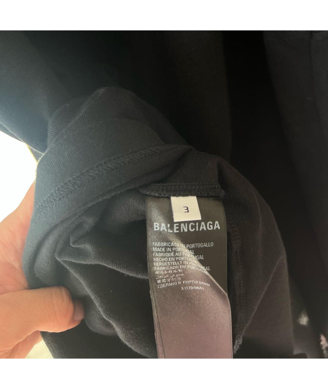 BALENCIAGA Черная хлопковая футболка, фото 5