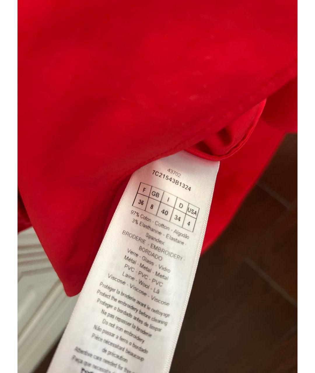 CHRISTIAN DIOR Красное хлопко-эластановое повседневное платье, фото 5