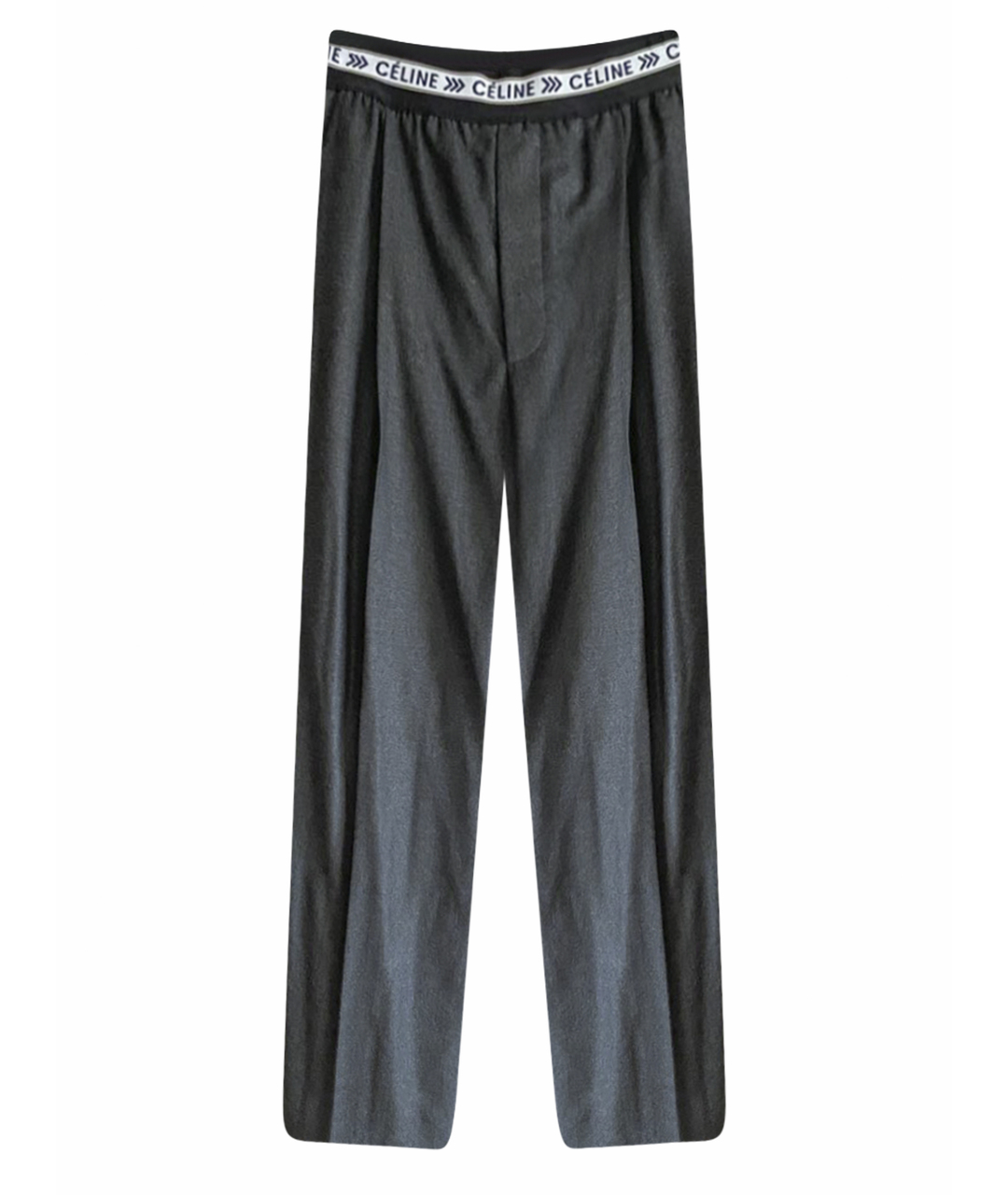 CELINE PRE-OWNED Серые шерстяные прямые брюки, фото 1
