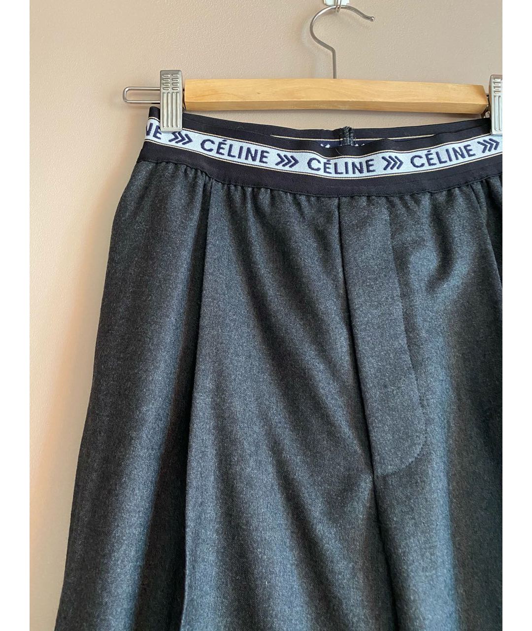 CELINE PRE-OWNED Серые шерстяные прямые брюки, фото 2