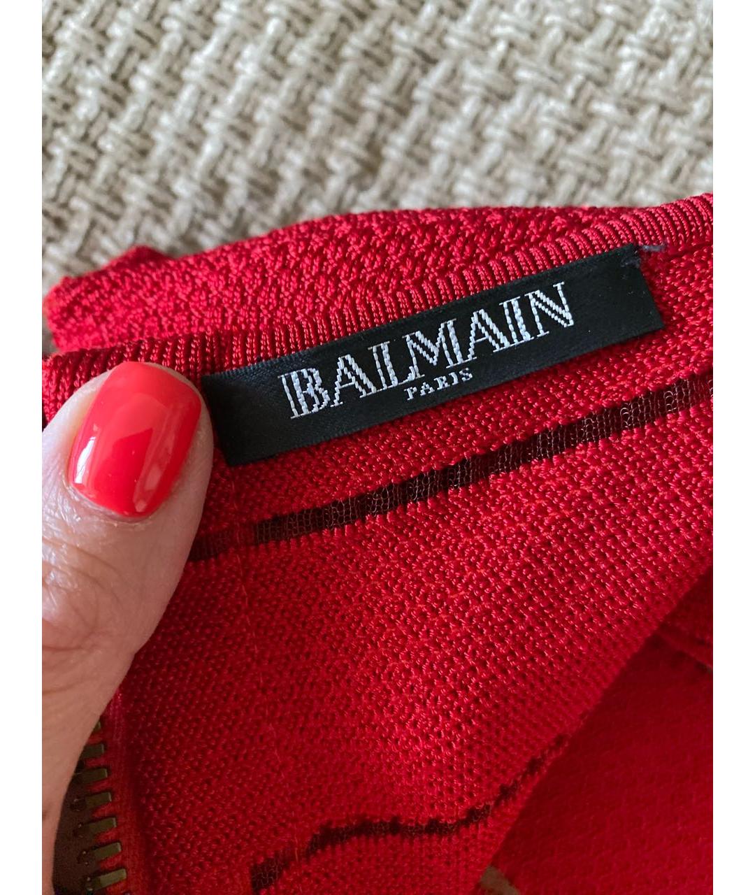 BALMAIN Красное коктейльное платье, фото 3