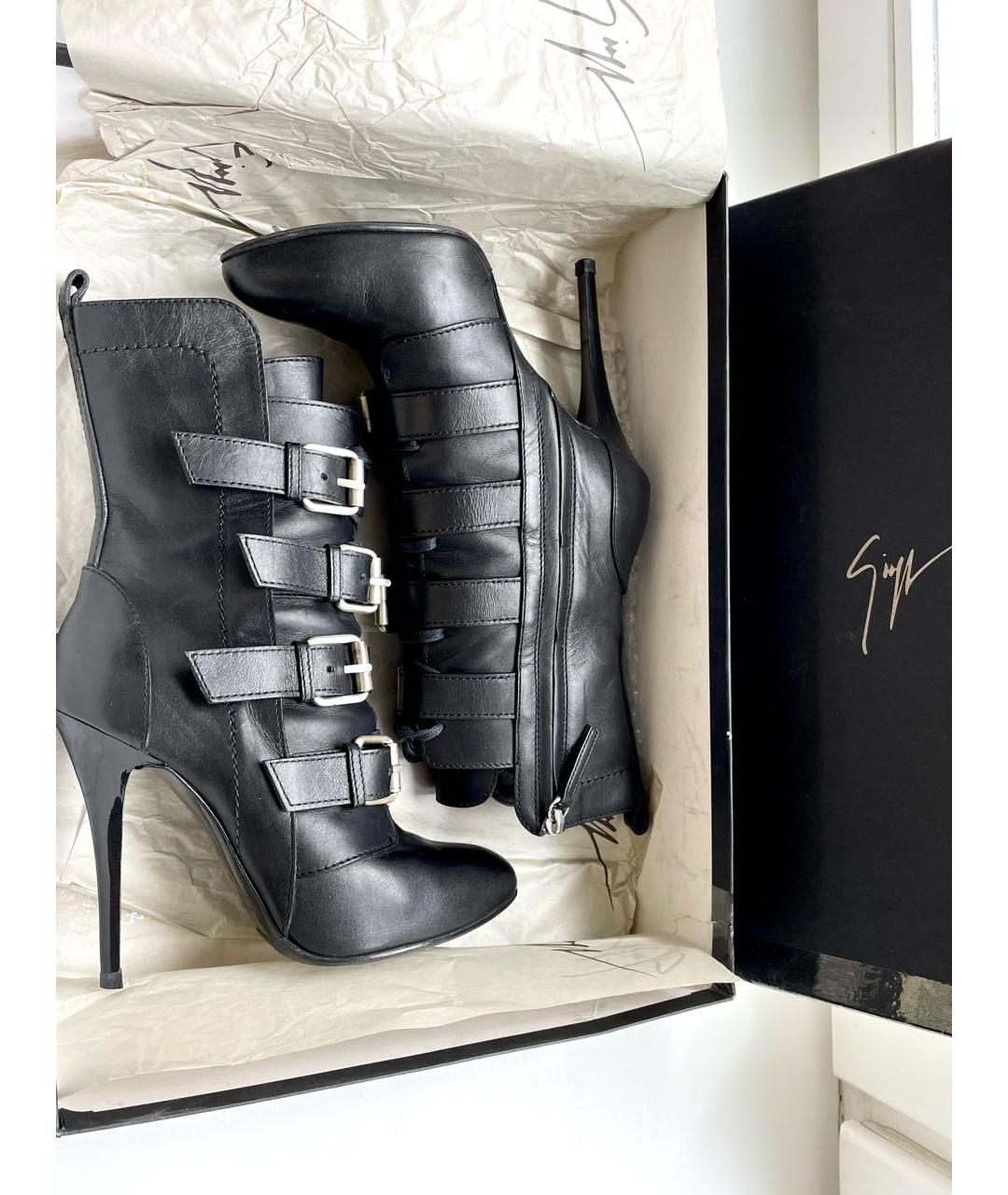 GIUSEPPE ZANOTTI DESIGN Черные кожаные полусапоги, фото 2