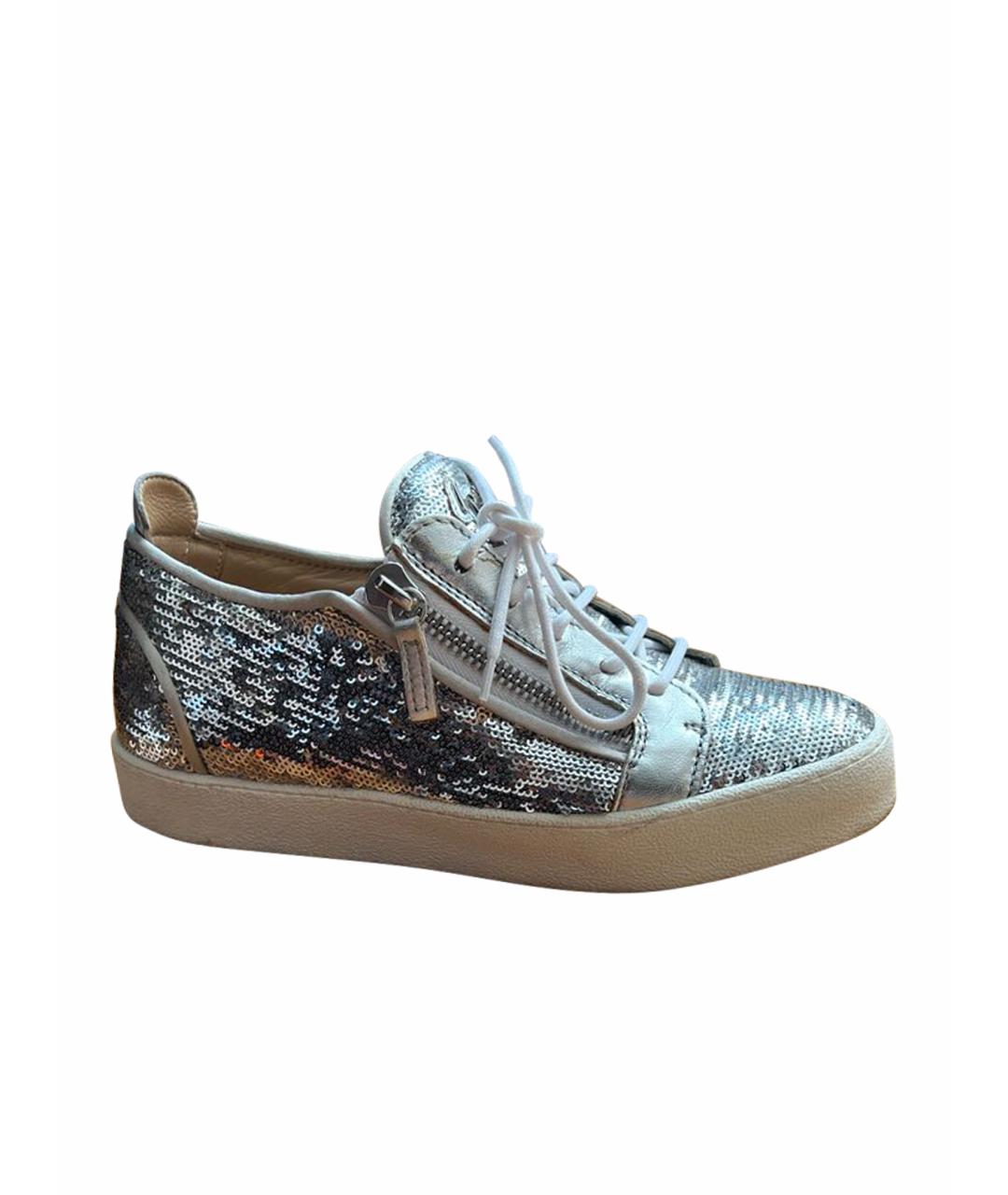 GIUSEPPE ZANOTTI DESIGN Серебряные текстильные кеды, фото 1