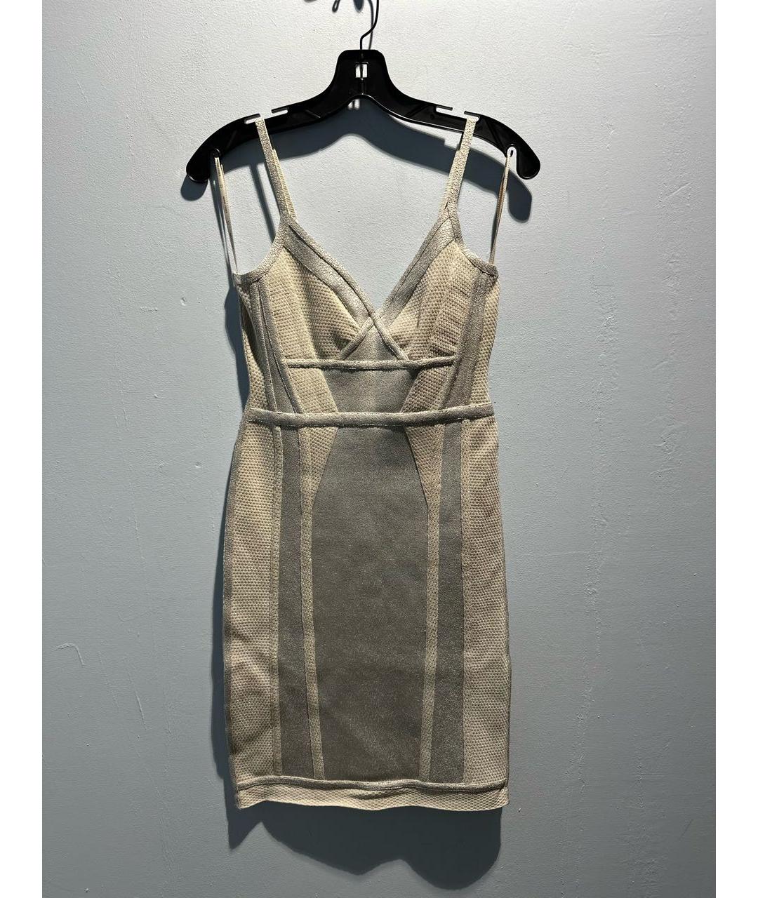 HERVE LEGER Серое вискозное коктейльное платье, фото 5
