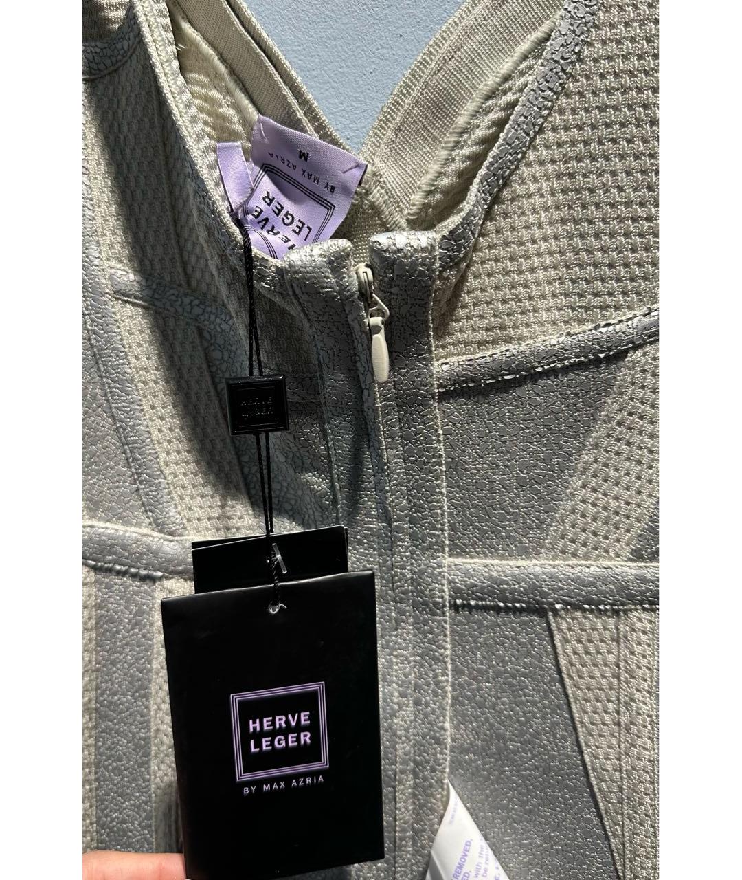 HERVE LEGER Серое вискозное коктейльное платье, фото 3