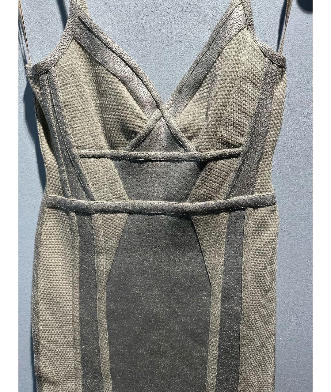 HERVE LEGER Серое вискозное коктейльное платье, фото 4