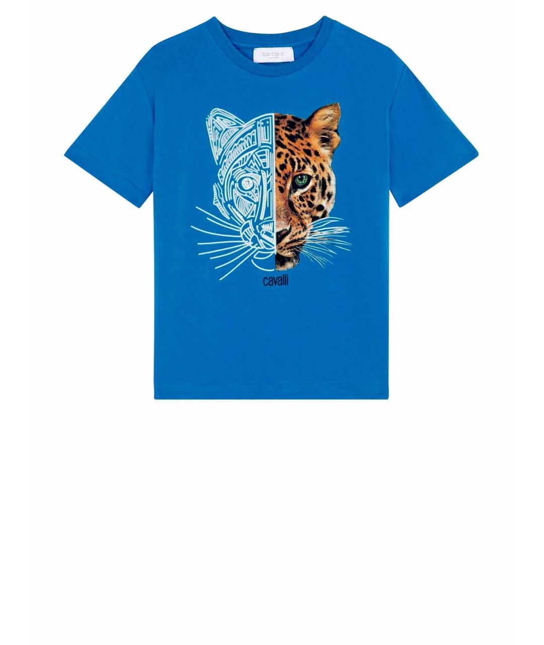 ROBERTO CAVALLI Синяя хлопковая детская футболка, фото 1