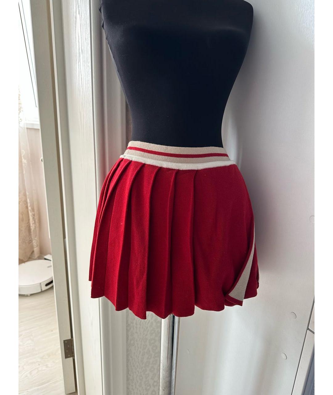PLEIN SUD Красная хлопковая юбка мини, фото 3