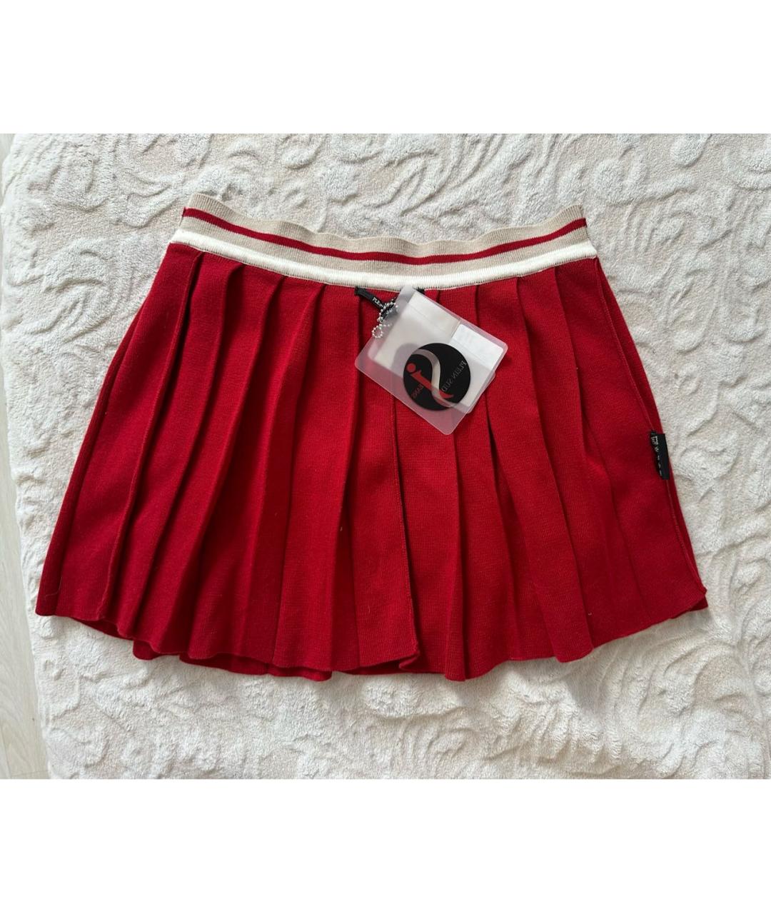 PLEIN SUD Красная хлопковая юбка мини, фото 8