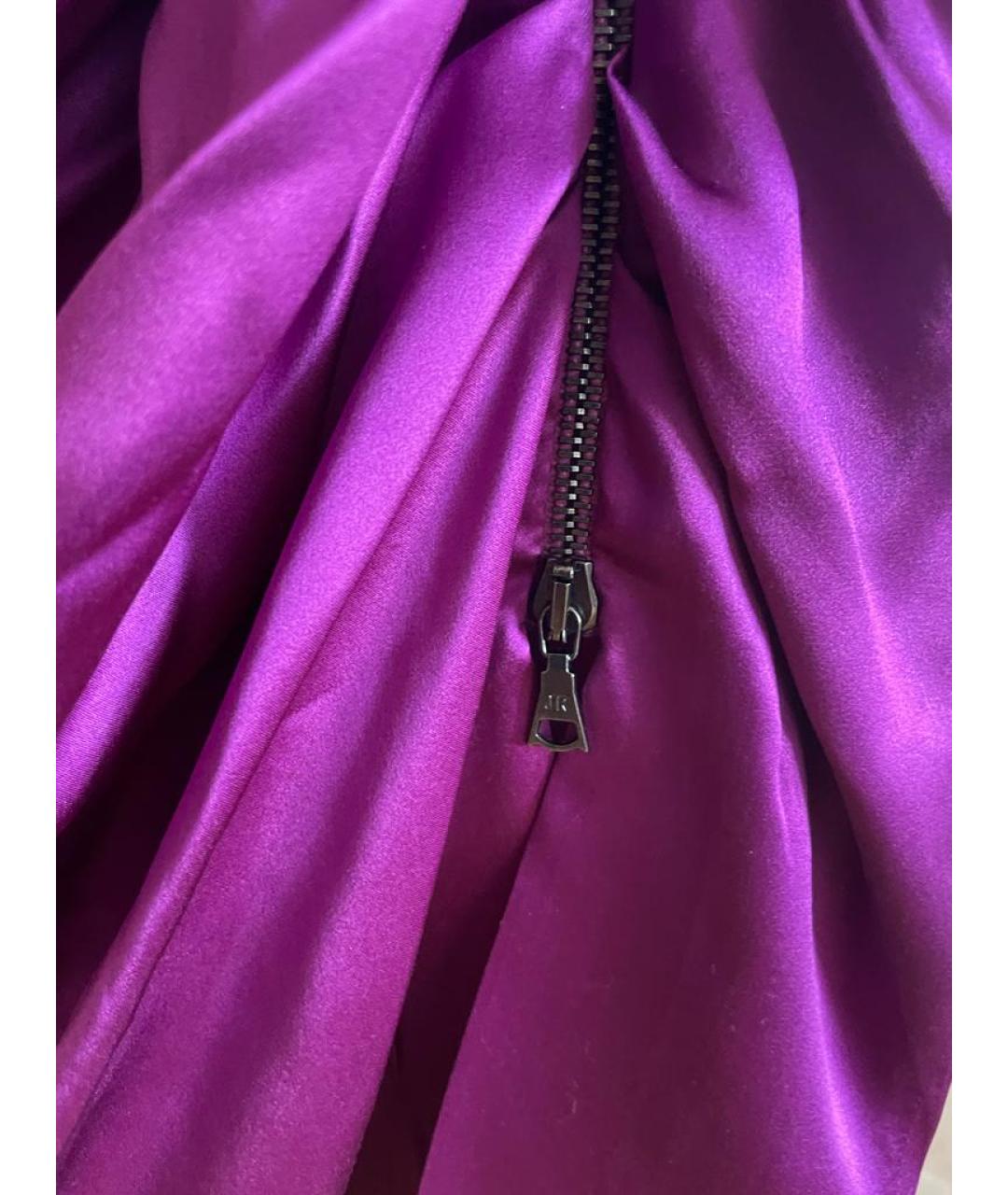 JOHN RICHMOND Фиолетовая шелковая юбка мини, фото 4