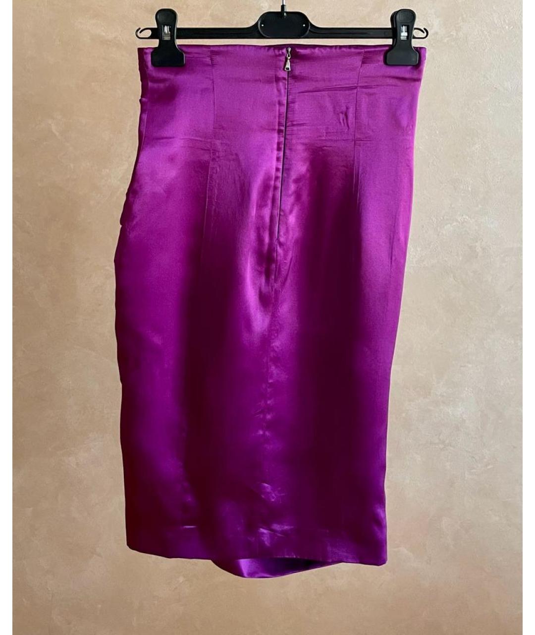 JOHN RICHMOND Фиолетовая шелковая юбка мини, фото 2