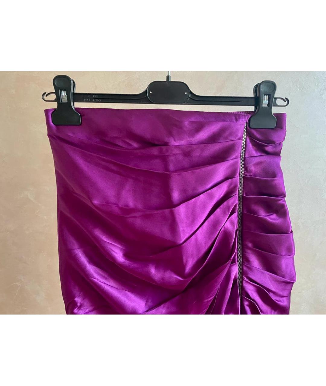 JOHN RICHMOND Фиолетовая шелковая юбка мини, фото 3