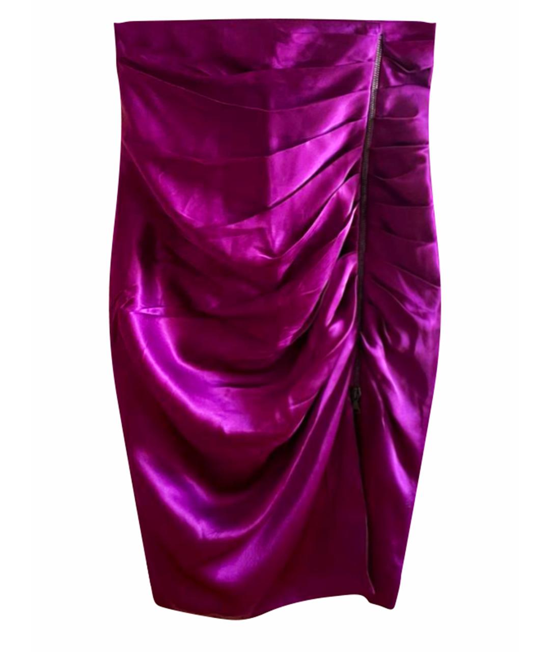 JOHN RICHMOND Фиолетовая шелковая юбка мини, фото 1