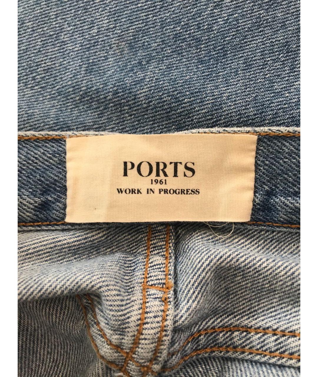 PORTS 1961 Голубые хлопковые прямые джинсы, фото 3