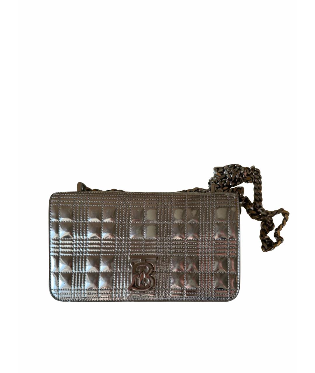 BURBERRY Серебряная сумка через плечо из лакированной кожи, фото 1