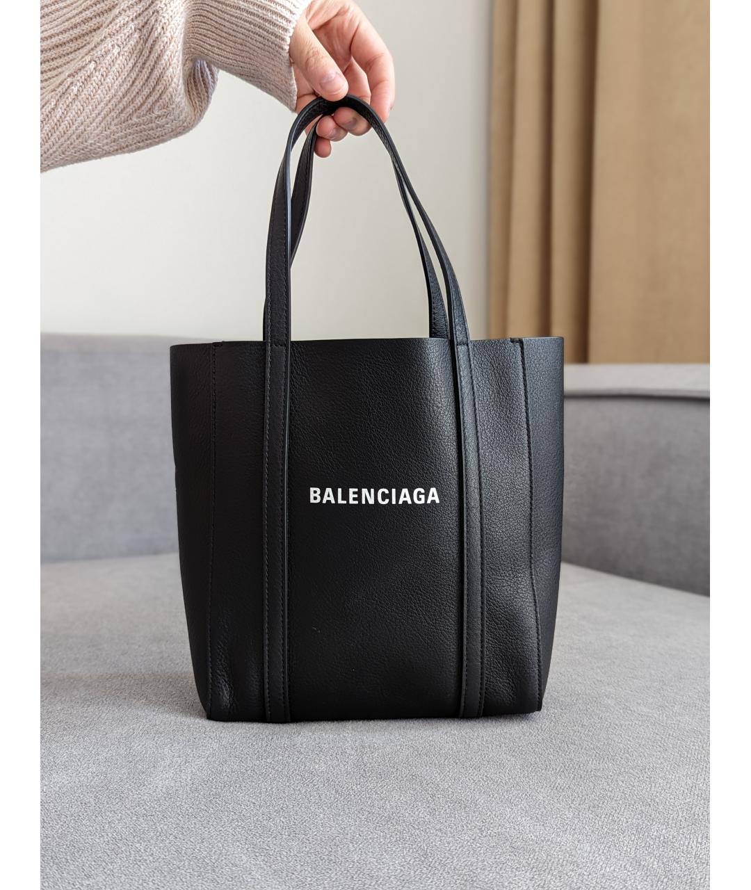 BALENCIAGA Черная кожаная сумка тоут, фото 6