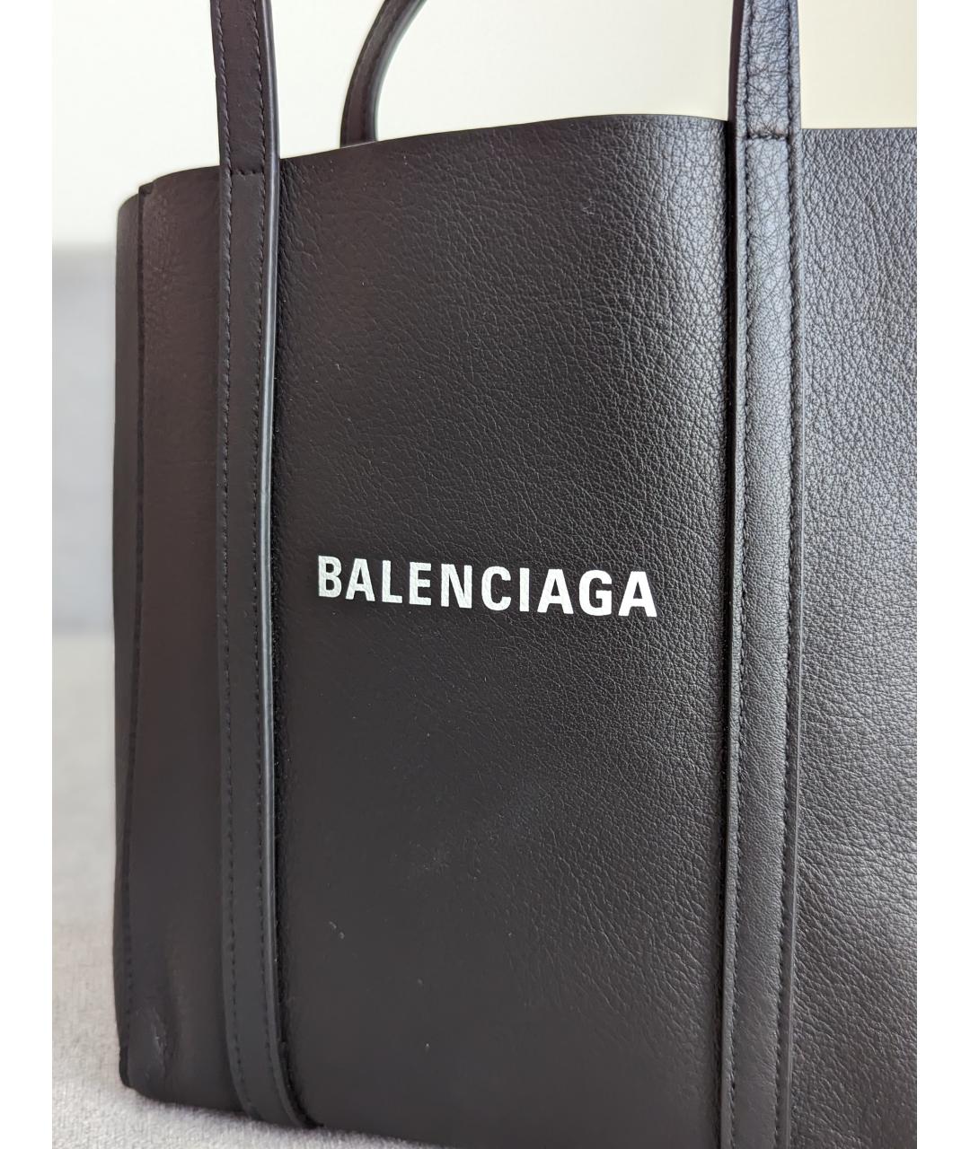 BALENCIAGA Черная кожаная сумка тоут, фото 3