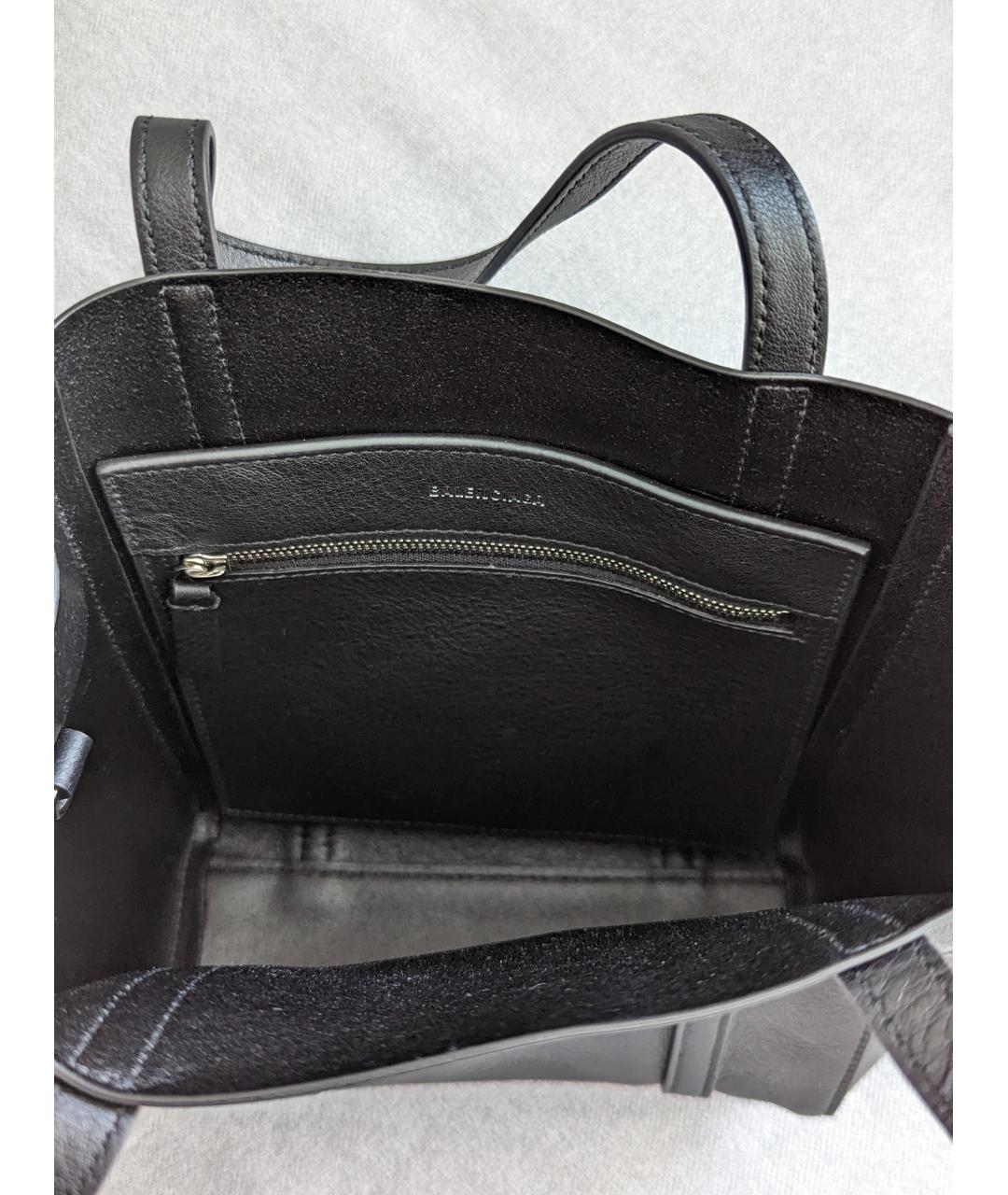 BALENCIAGA Черная кожаная сумка тоут, фото 5