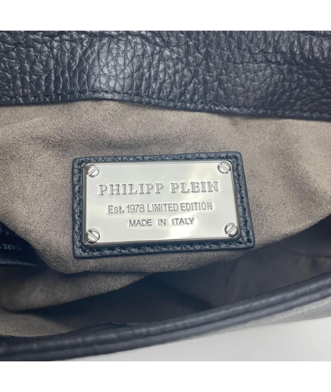 PHILIPP PLEIN Черная кожаная сумка через плечо, фото 6