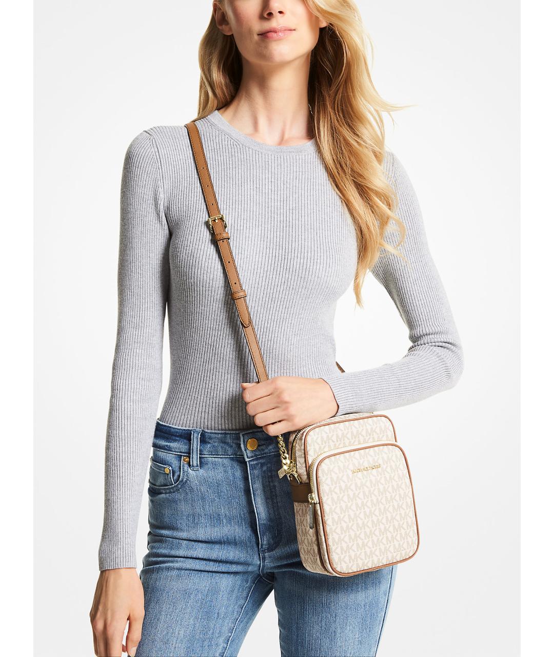 MICHAEL KORS Бежевая сумка через плечо из искусственной кожи, фото 9