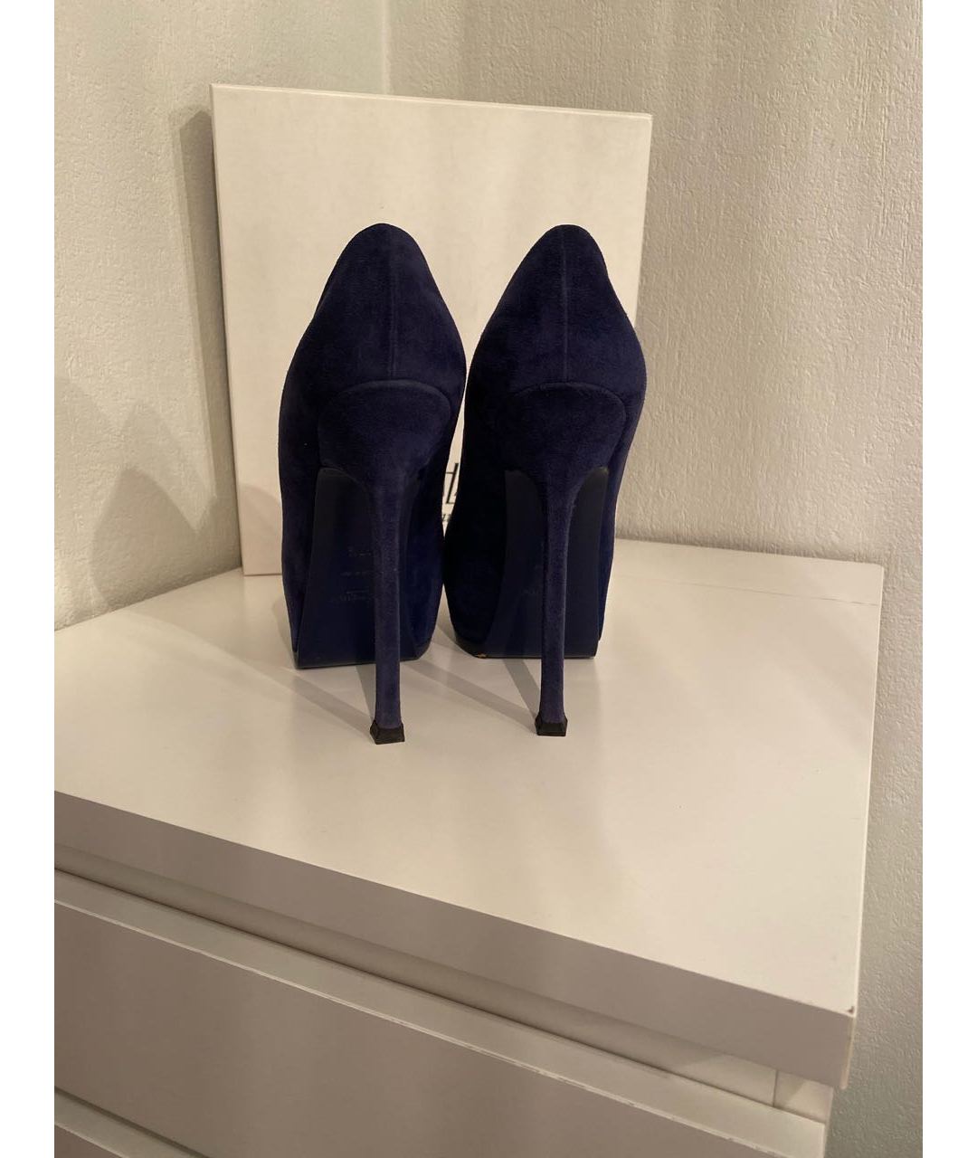 SAINT LAURENT Темно-синие замшевые туфли, фото 4
