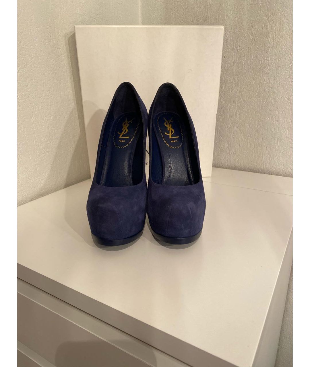 SAINT LAURENT Темно-синие замшевые туфли, фото 2