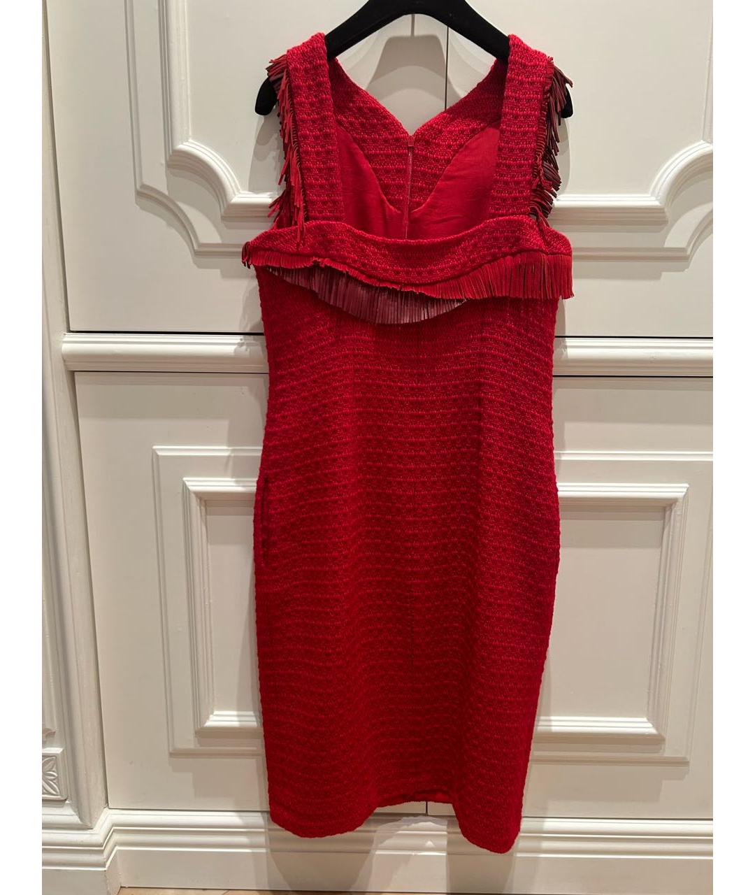 CHANEL Красное шерстяное повседневное платье, фото 2