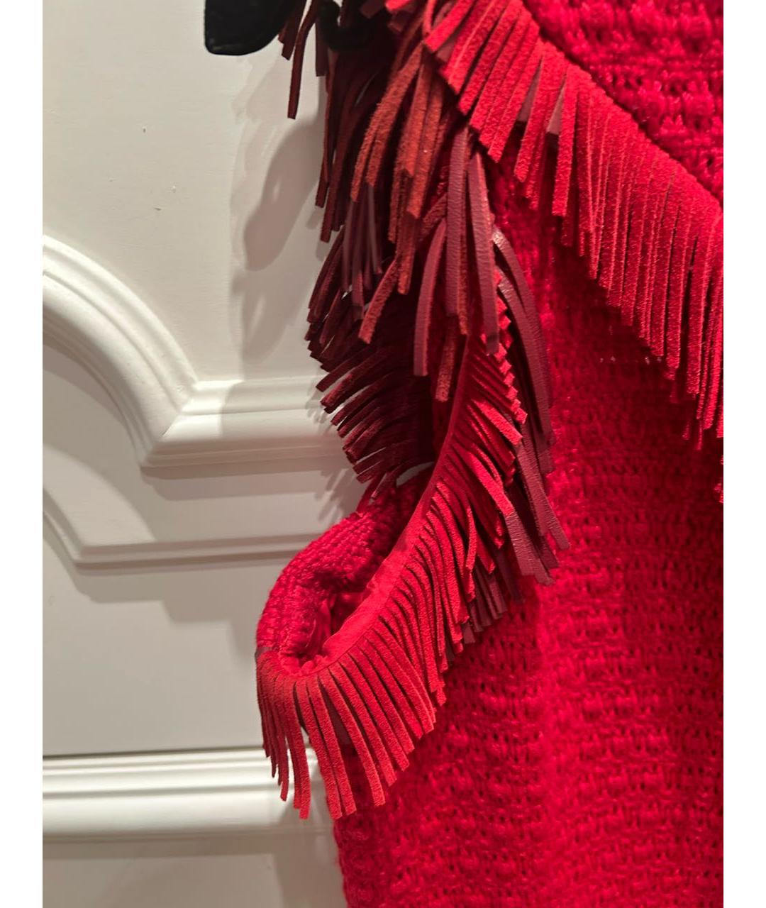 CHANEL Красное шерстяное повседневное платье, фото 6