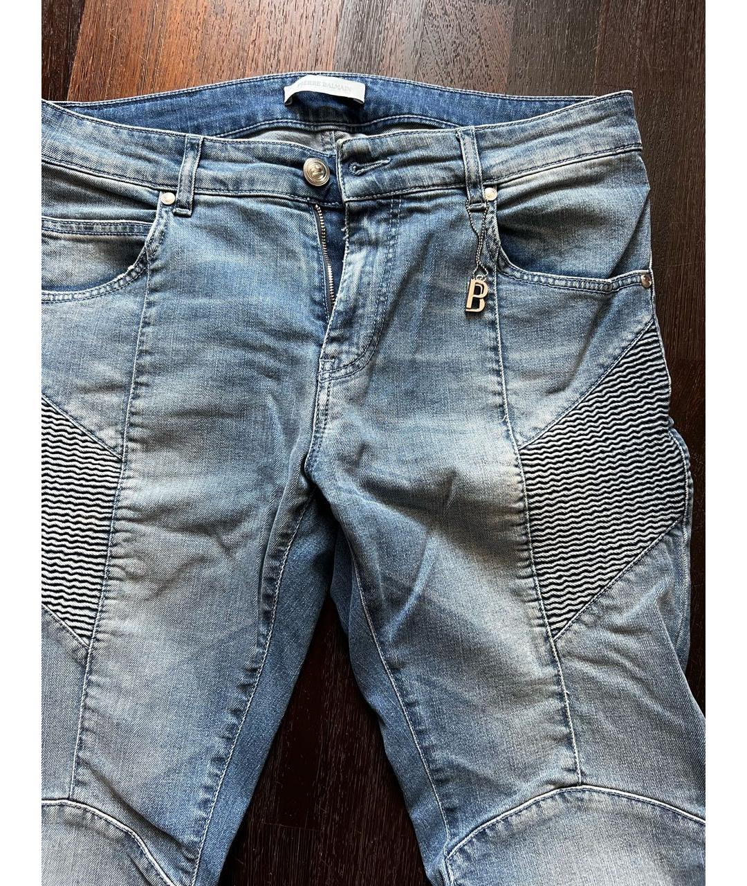 BALMAIN Голубые хлопковые прямые джинсы, фото 4