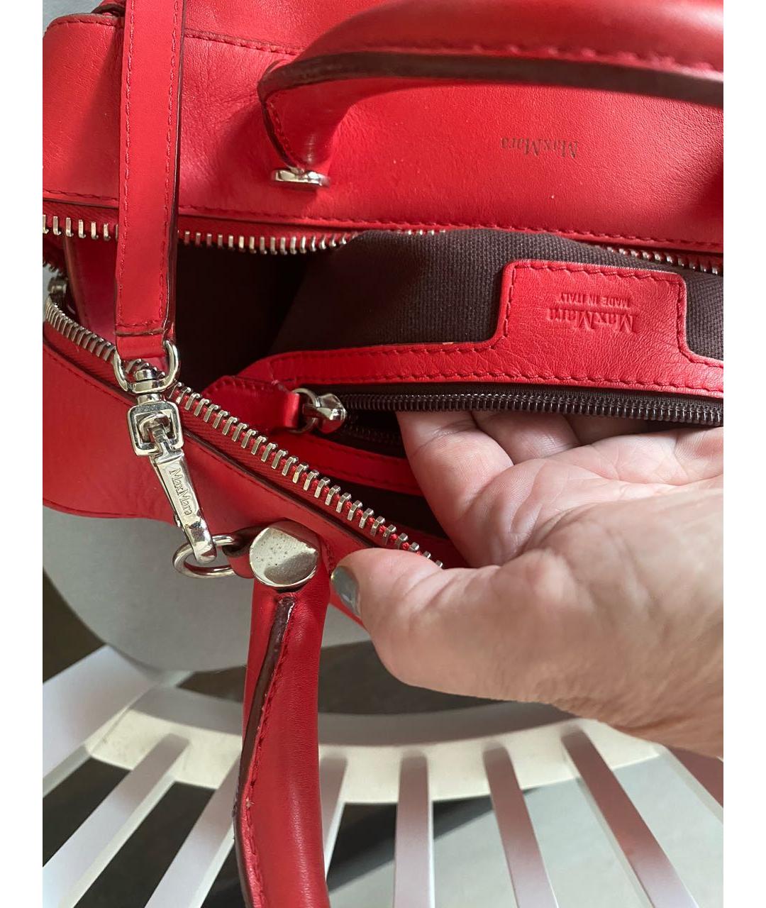 MAX MARA Красная кожаная сумка с короткими ручками, фото 3
