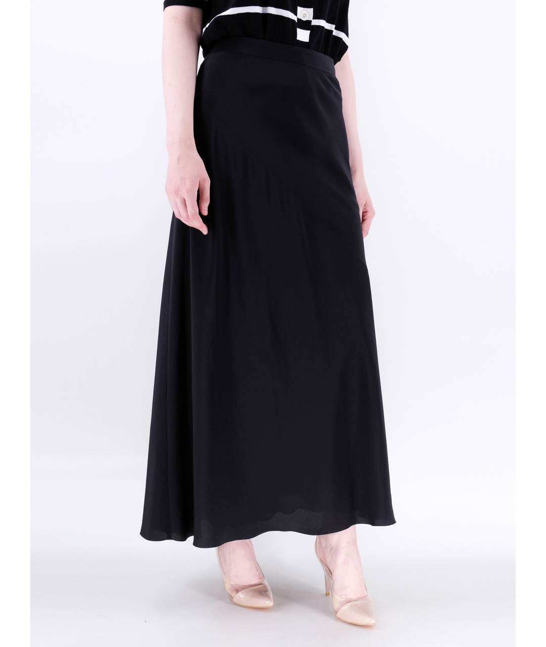MOSCHINO Черная шелковая юбка макси, фото 2