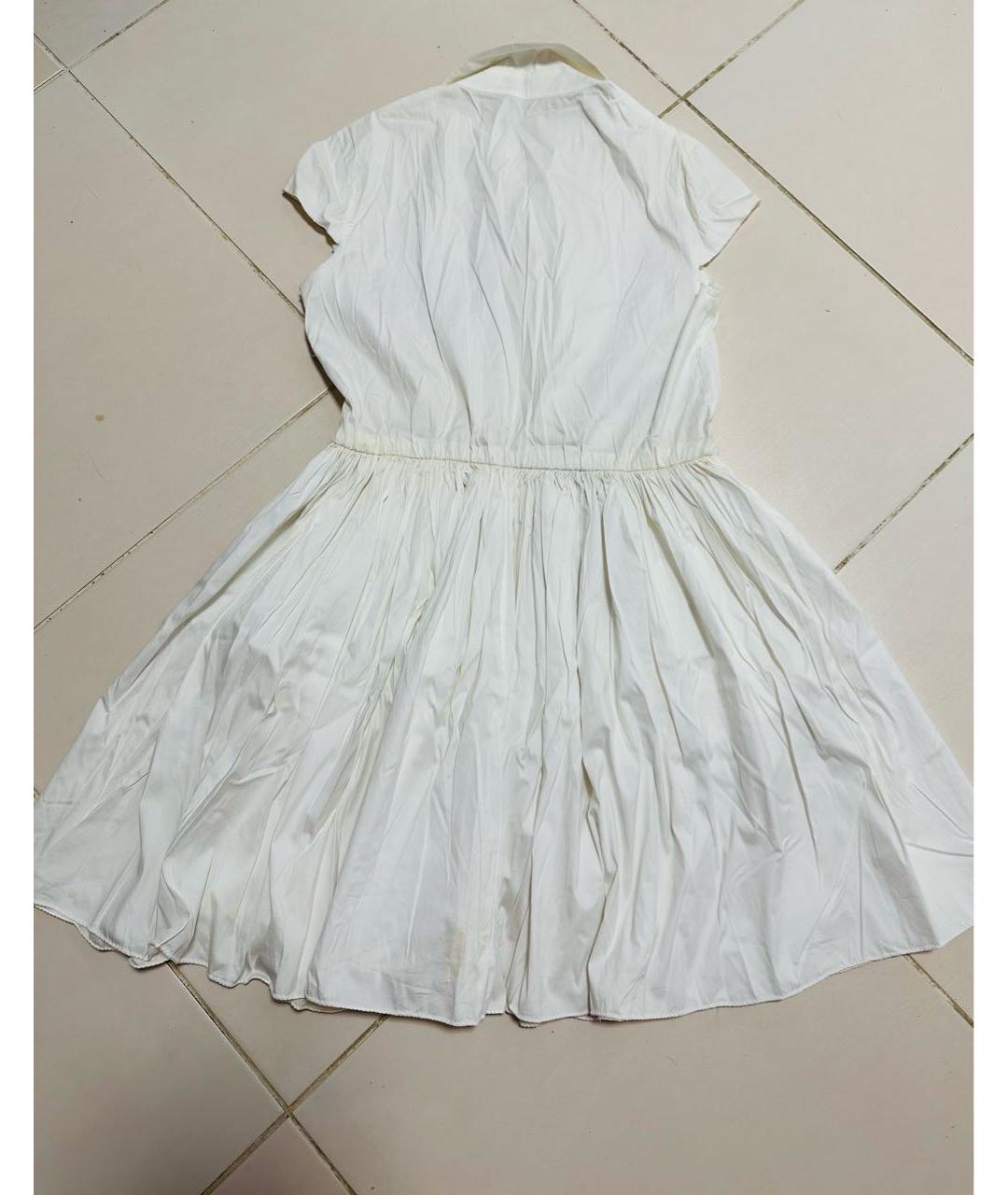 MIU MIU Белое хлопко-эластановое коктейльное платье, фото 7