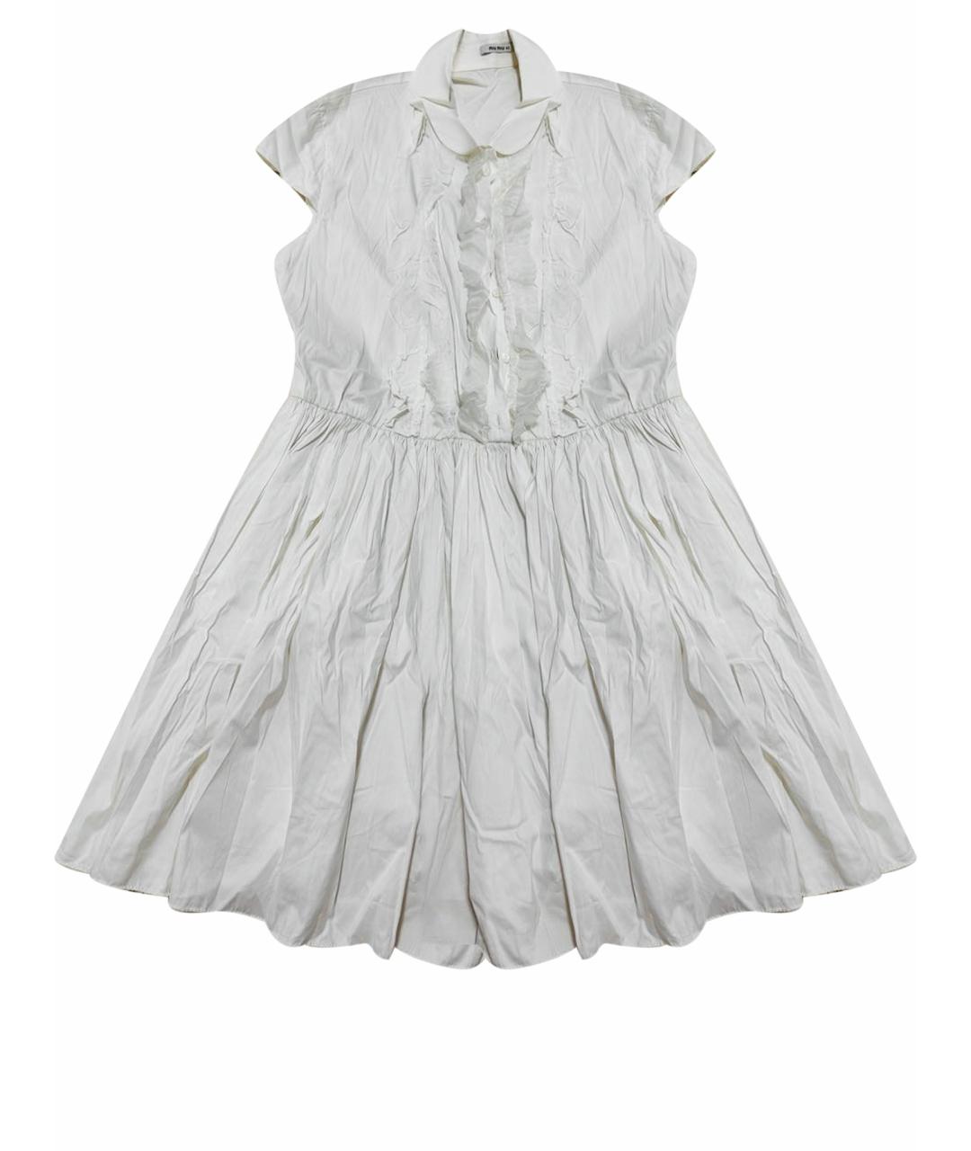 MIU MIU Белое хлопко-эластановое коктейльное платье, фото 1