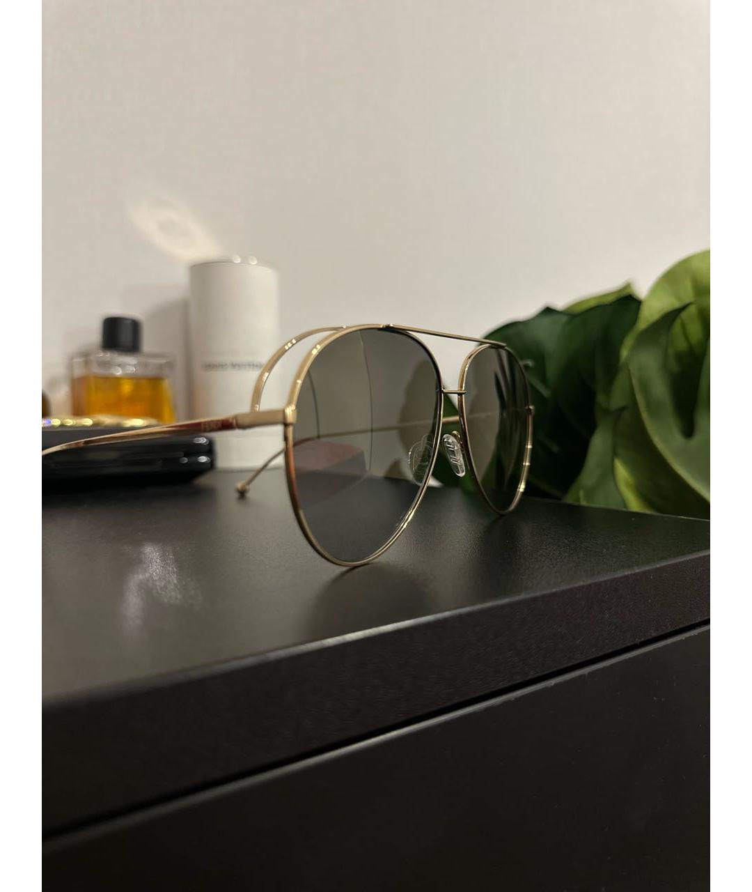 FENDI Коричневые металлические солнцезащитные очки, фото 6